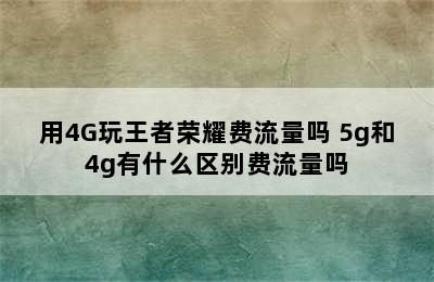 用4G玩王者荣耀费流量吗 5g和4g有什么区别费流量吗